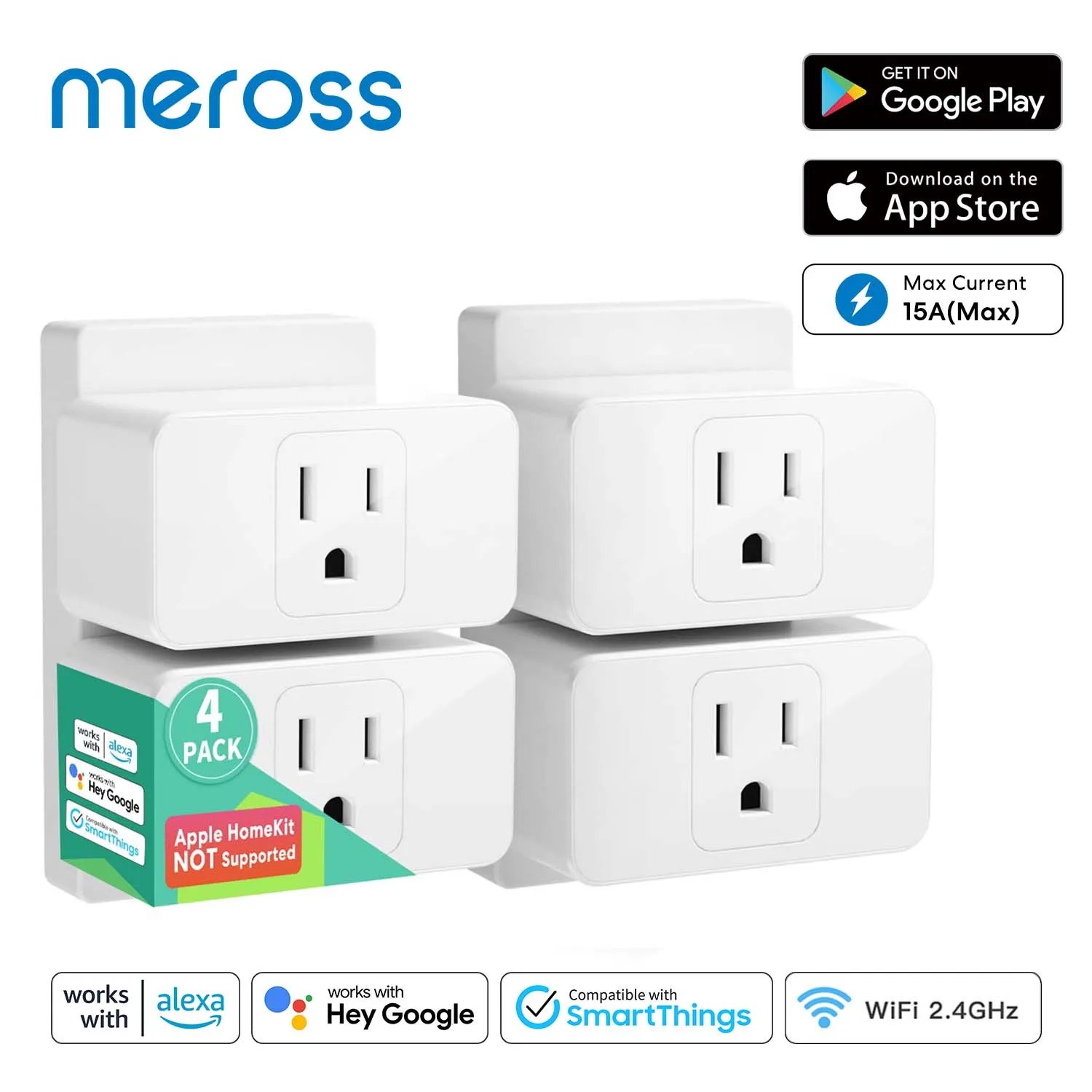 

Meross WiFi Smart Plug US Socket 1/2/4 PACK Timer Schedule Voice Control Support Alexa Google Assistant SmartThings