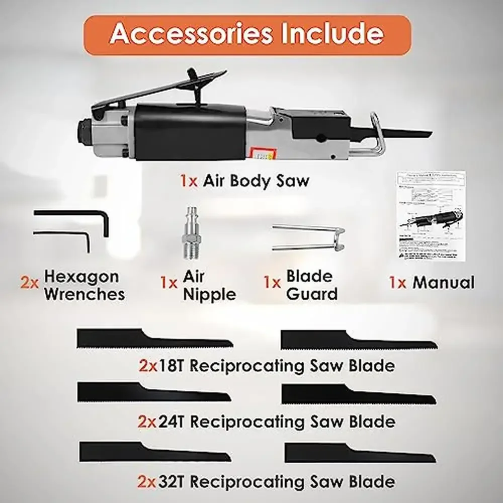 منشار الهواء مجموعة أدوات تعمل بالهواء المضغوط شفرات القطع المعدنية الترددية رافعة حارس السلامة طقم صغير 1/4 ''مدخل ألين الشدات #6