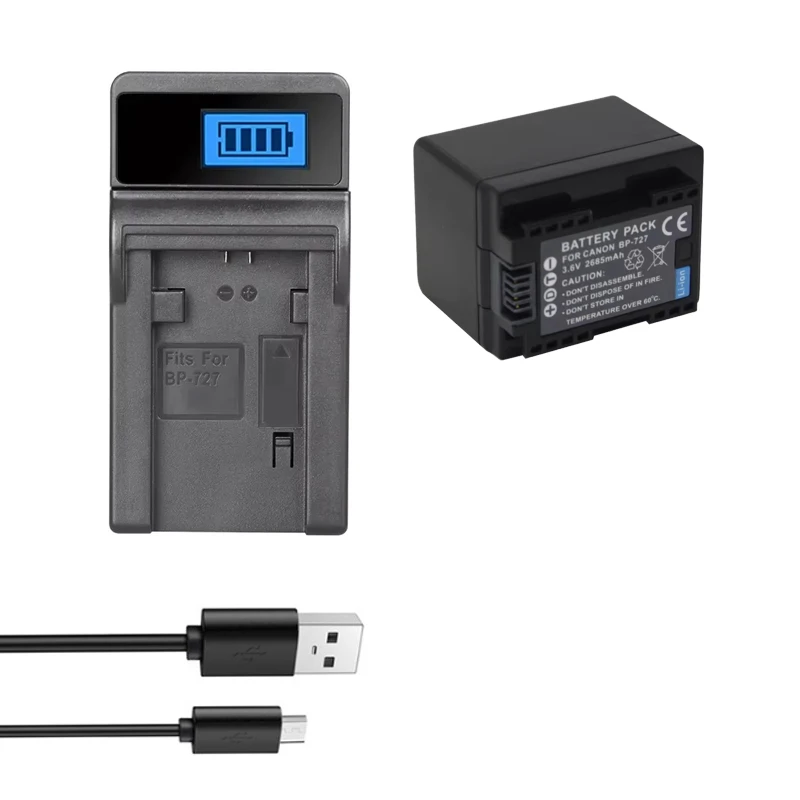 BP-727 BP727 BP-745 BP745 Battery USB Charger for Canon HF R306 M506 R32 R48 R38 M52 M56 M60 R36 R46 HF R306