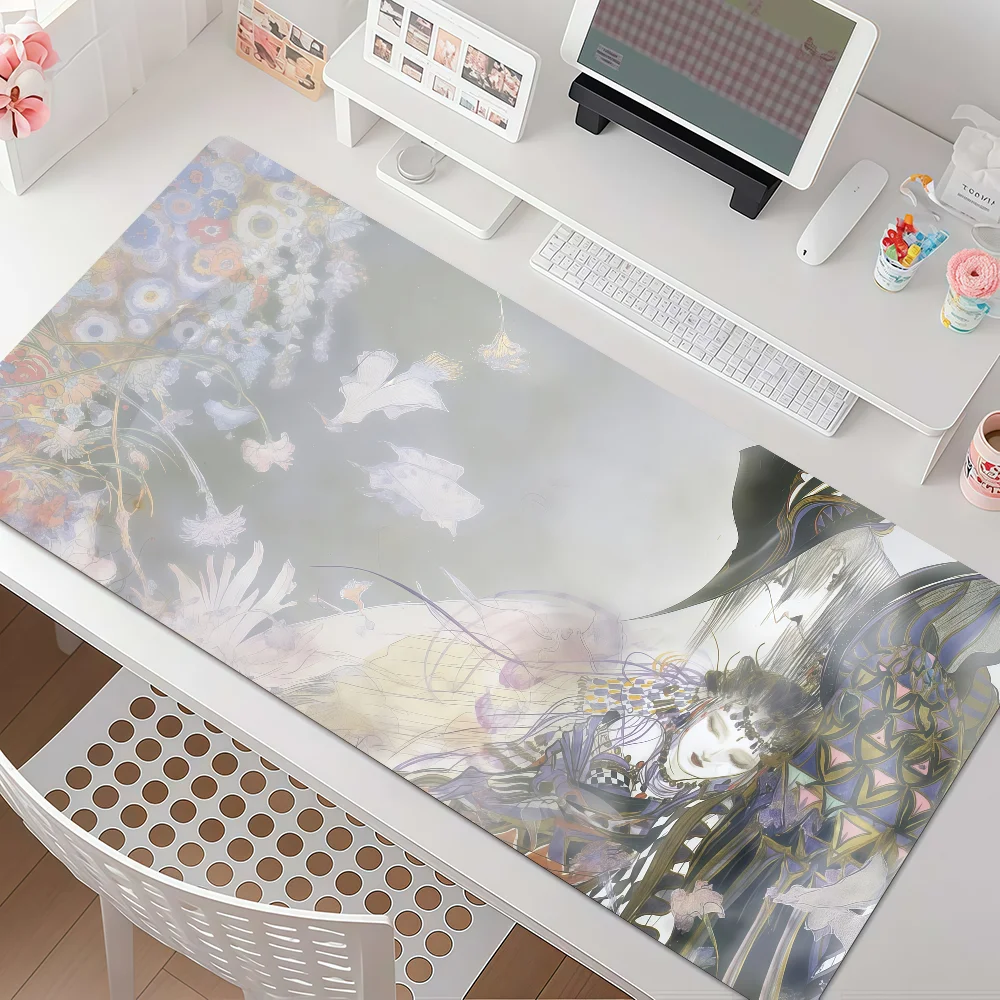 Yoshitaka Amano Anime Art Large Gaming Mouse Pad,Rubber Desk Mat Keyboard Pad Laptop Computer Home Gaming Desktop Decor