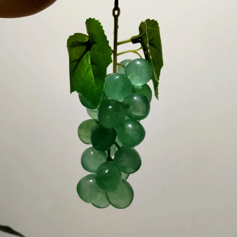 Natural Stone Green Fluorite Crystal Grape Ornaments Home Room Decor