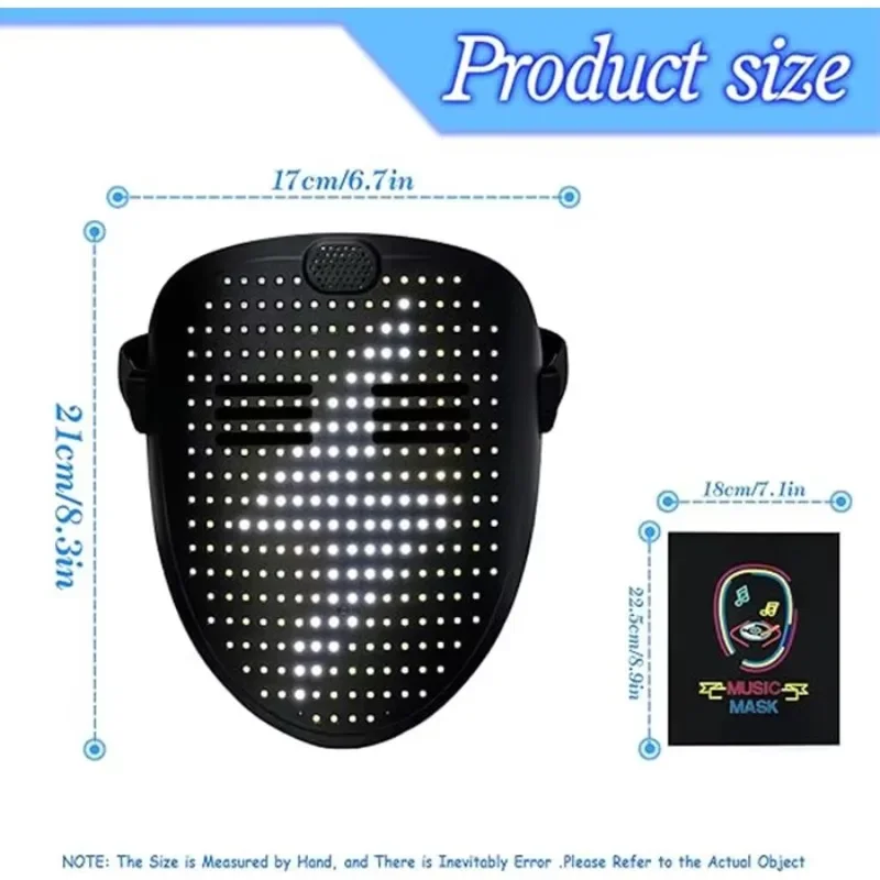 

Горячая распродажа 2025 года, музыкальная светодиодная маска с музыкой и распознаванием жестов, костюм для косплея, маскарада, анфас, вечеринки M