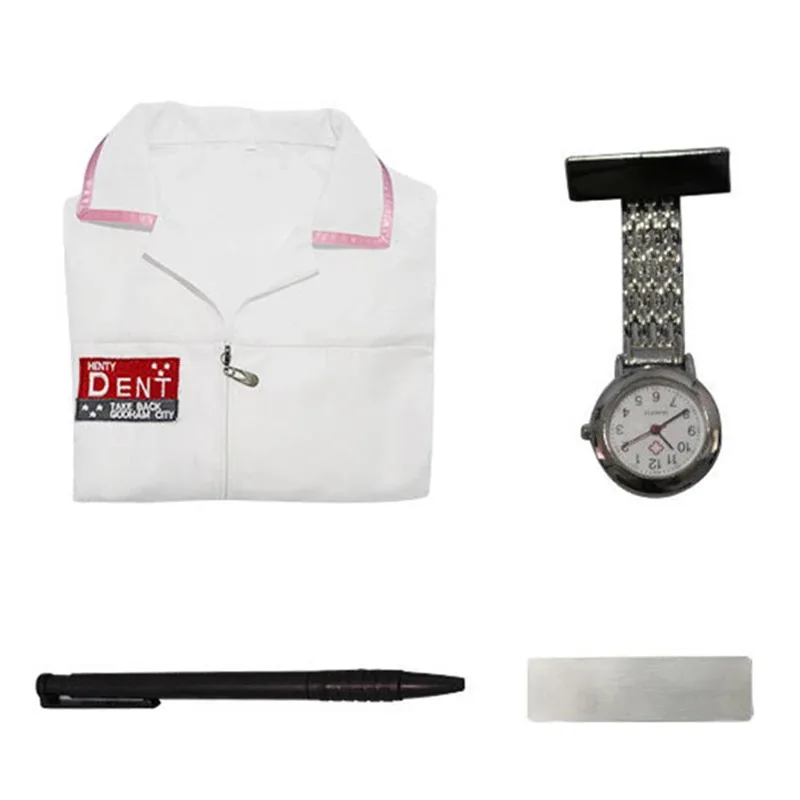 زي الممرضة فستان لعب الأدوار الشرير الفائق، بدلة الهالوين النسائية التنكرية، حزام لعب الأدوار المهرج للبالغين، ساعة الجيب ft؛