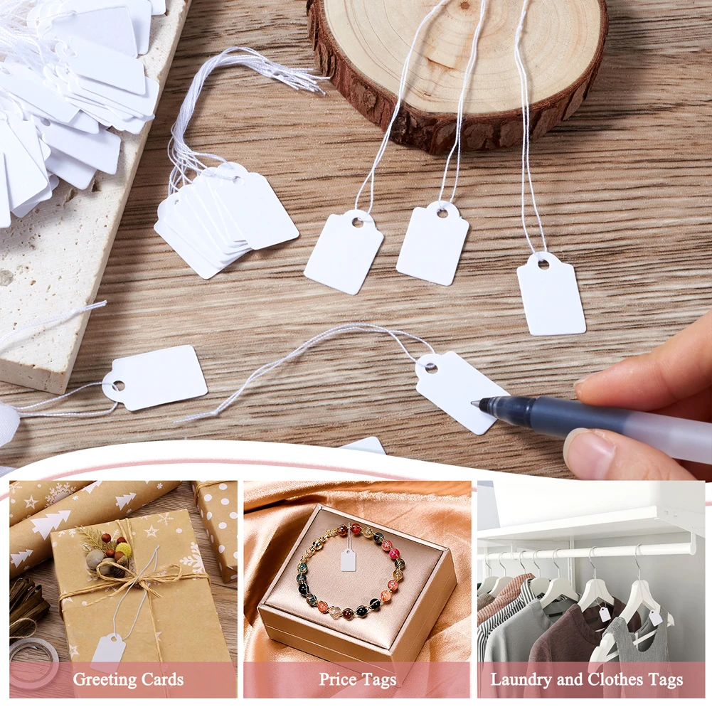 500pcs White Jewelry Price Tags DIY Kraft Paper Tags Head Label Love Notes Wedding Party Blank Gift Price Hang Tag 23x13mm