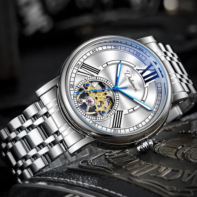 

High-End Mechanical Watch for Men Stainless Steel Waterproof Top Brand Luxury Original Automatic Tourbillon Watches Mens Relogio