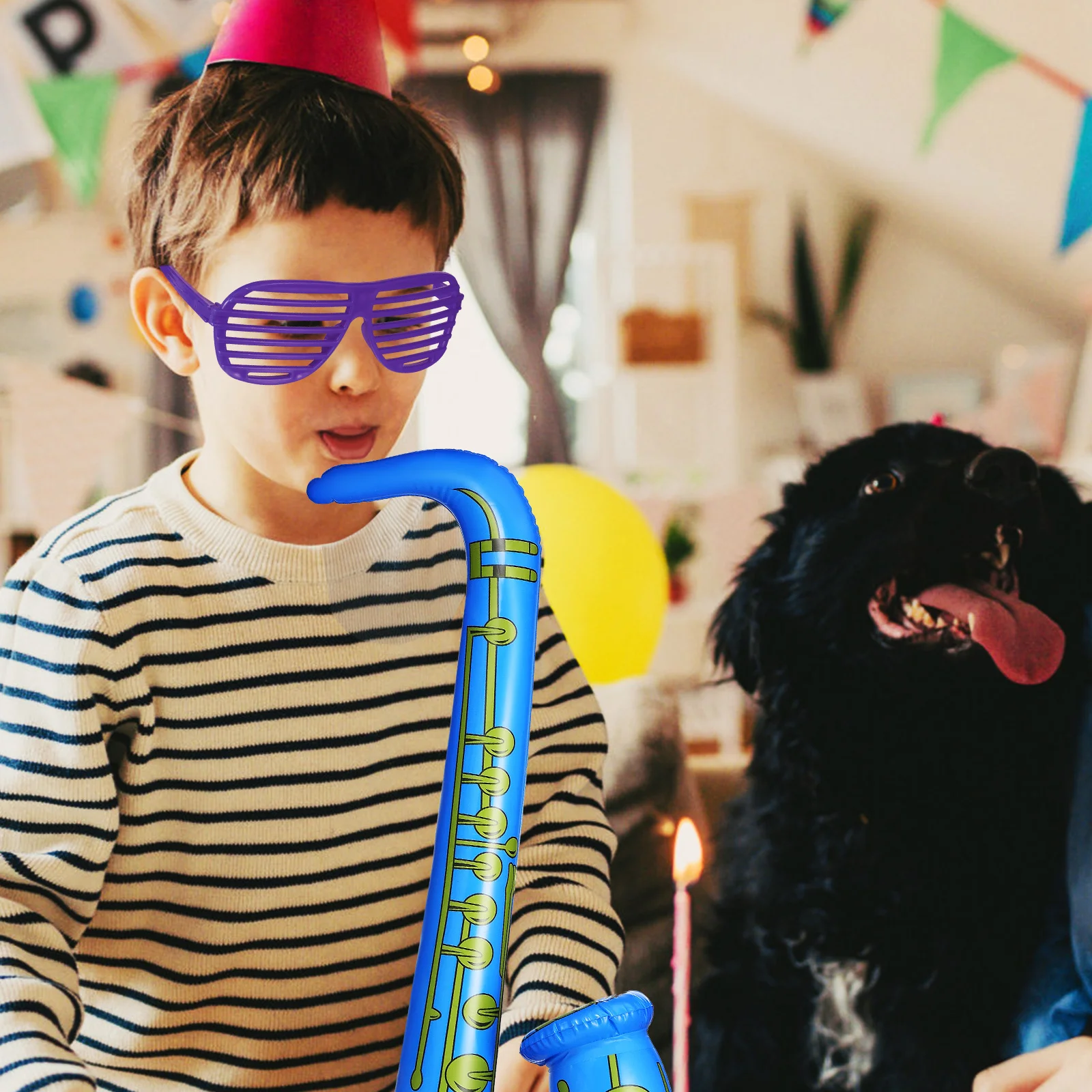 

12 pcs Interactive Party Props Inflatable Microphone Saxophone Glasses Music Birthday Decorations Dance Floor Props Photo Booth