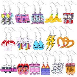 Funny Teeth Tongue Toilet Underwear Cup Design DangleEarrings Cute Cartoon Style Acrylic Jewelry Creative FemaleEarrings