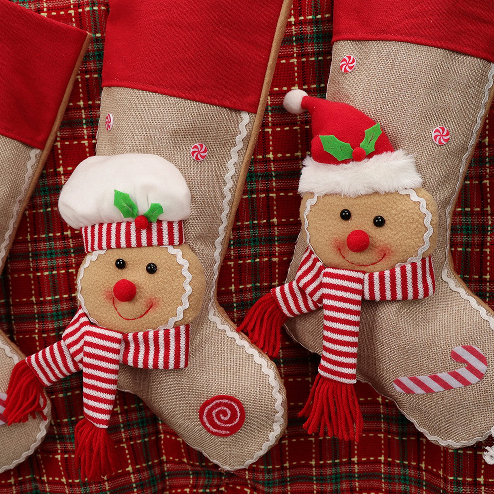 2026 신년 진저 하니스 스타킹 장식품 크리 에이 티브 크리스마스 교수형 양말 홈 오피스 파티 선물 홀더를위한 크리스마스 홀더