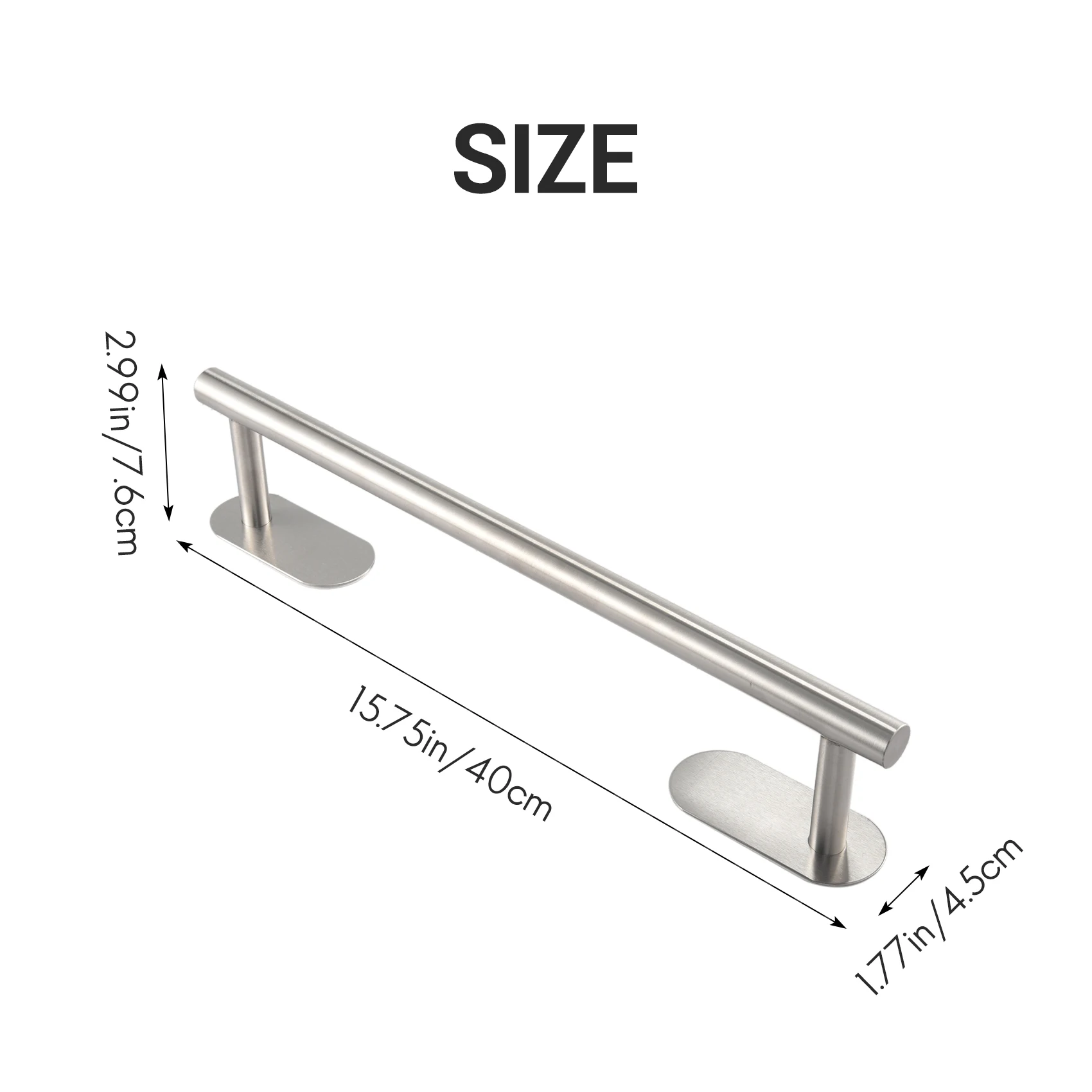 -AA95 Stainless Steel Towel Rail Self Adhesive Towel Rack For Bathroom Kitchen Toilet Wall Mounted Punch-Free Installation - view 5
