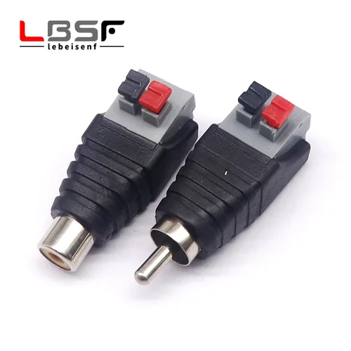 5 uds RCA macho/hembra tipo abrazadera de empuje sin soldadura RCA cabeza de loto empuje para conectar AV terminal universal de resorte de loto