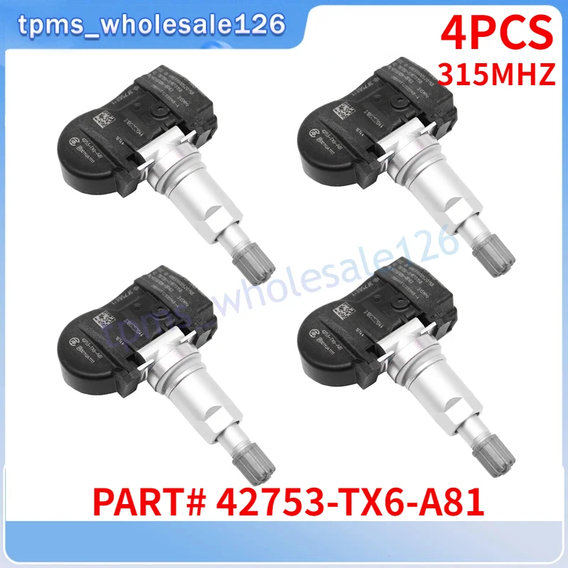 

4 шт./лот, датчик шин 42753-TX6-A81 для 2012 2013 2014 2015 Acura ILX TPMS 315 МГц, система контроля давления в шинах 42753TX6A81