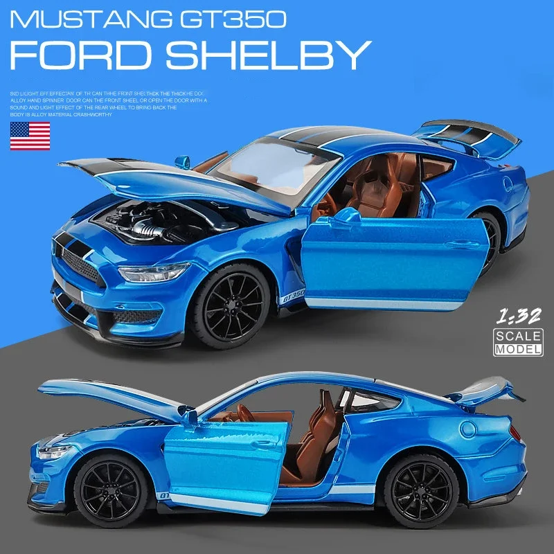 1:32 High Simulation Supercar Ford Mustang Shelby GT350 Car Model Alloy Pull Back Kid Toy Car 4 Open Door Children\'s Gifts