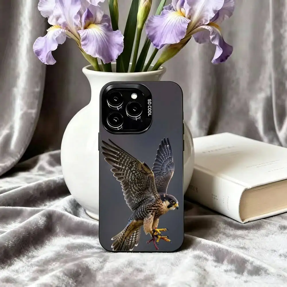 Animal Peregrine Falcon Phone Case For iPhone 17,16,15,14,13,12,11 Plus,Pro Max,XS,Colorful Silver Phone case Funda Cover