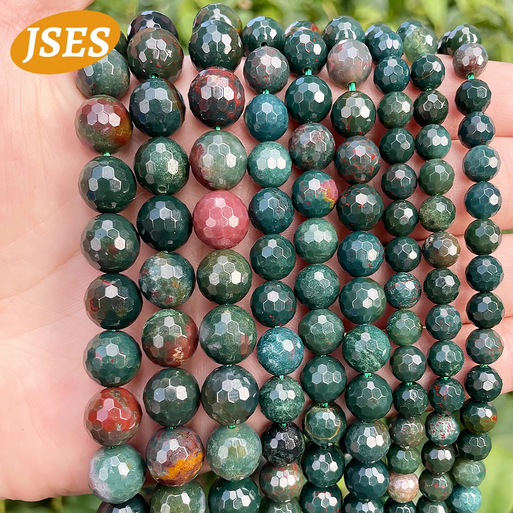 A+ Natural Bloodstone Heliotrope Faceted Beads for Jewelry Making Bracelets DIY Accessorries 15 inches Strand Wholesale