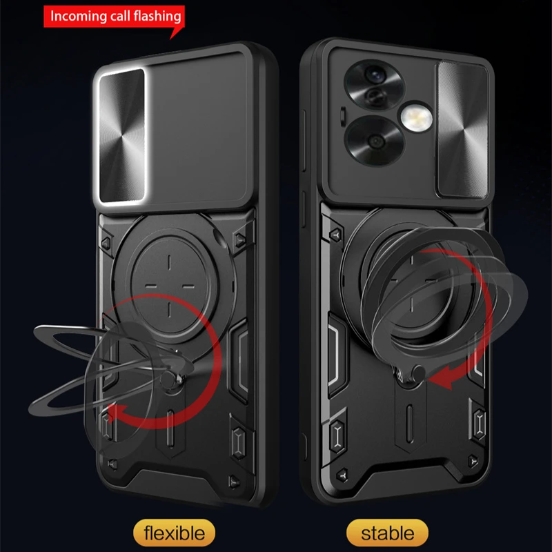 Protective Cover For Realme Note 60 50 Case With Ring Stand Holder Lens Protection Shockproof Fundas Coque Capa