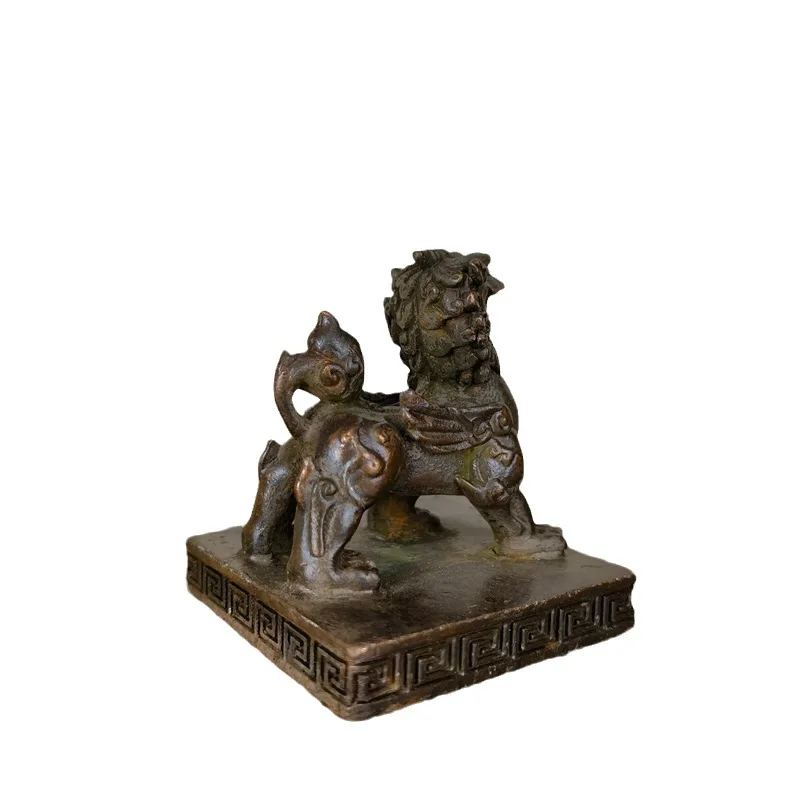 Flying Pixiu Seal, Antique Alloy Seal, Vintage Pixiu Desktop Collection, Office Study Desk Paperweight Decoration