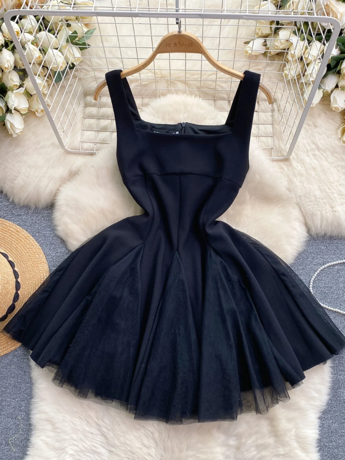 Ele ort Puffy Skirt Dr Ladylike Square Collar Slimming Korean Sle Commute Spring Summer Autumn Winter A-Line Gown