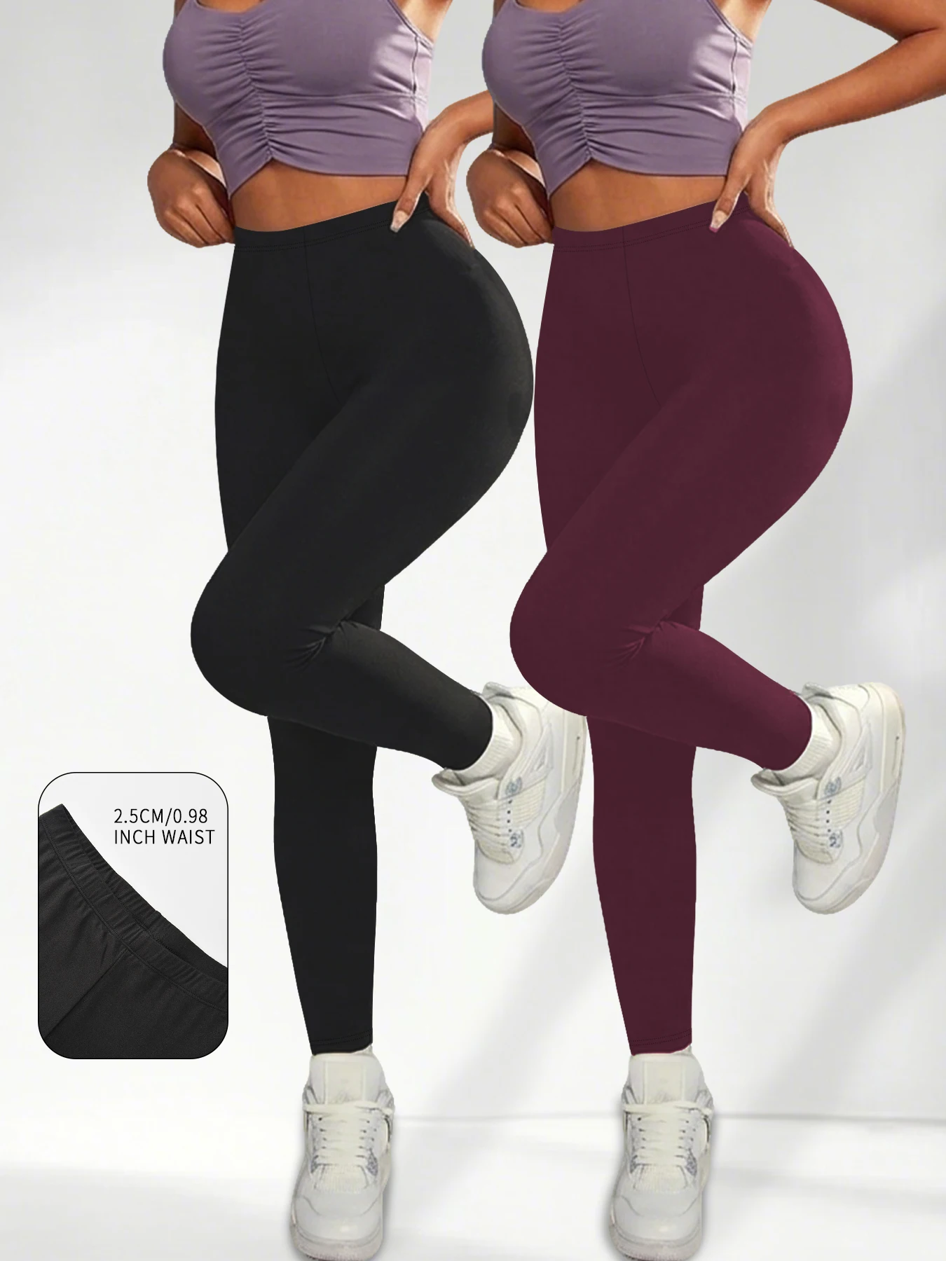 2 Pack Women's Super Soft Leggings High Elasticity No See Through Workout Yoga Running Athletic Push Up Gym Fitness Leggings