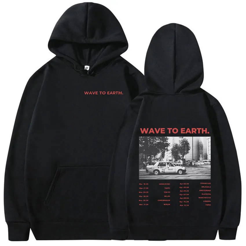 Vintage Wave To Earth Muziekalbum Print Heren Mode Harajuku Oversized Sweatshirt Unisex Hiphop Pullover Kleding Met Capuchon