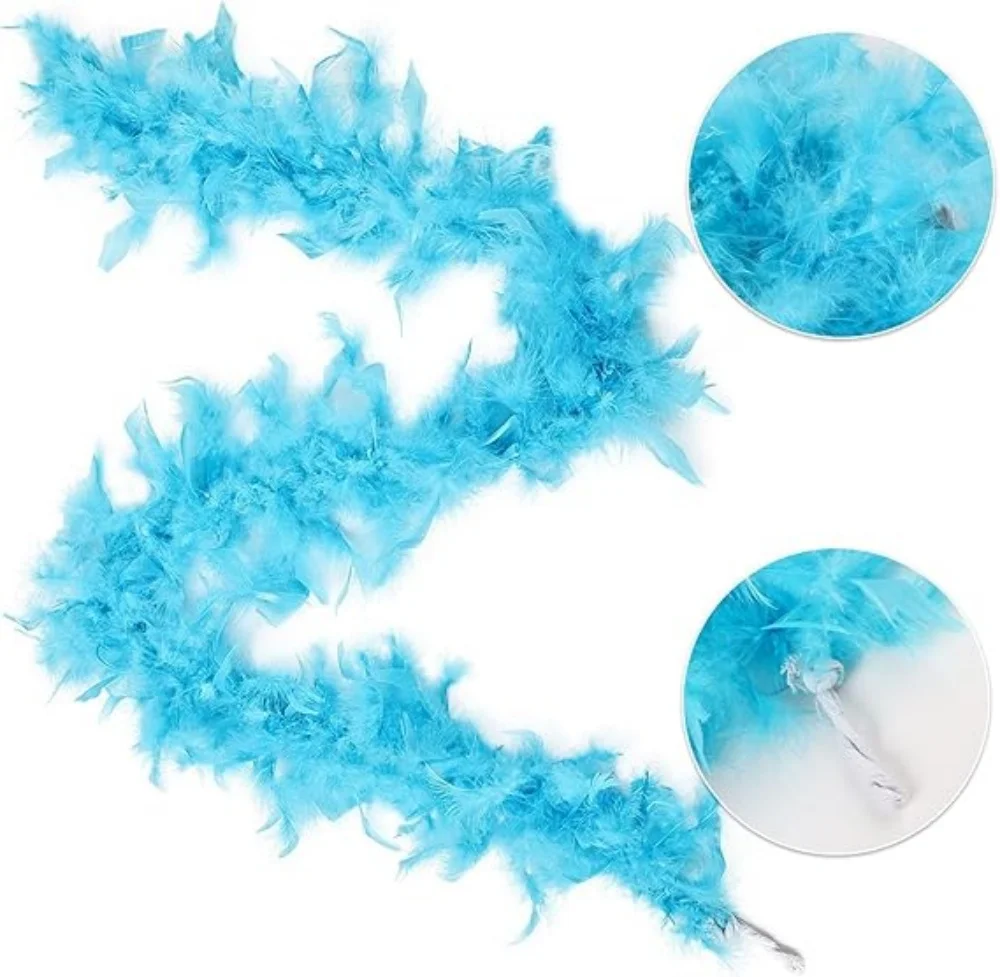 2M 38g Fluffy Turkey Feather Boa Shawl Headdress for Carnival Party Cosplay Costume Art Craft Decoration Accessories Photo Props
