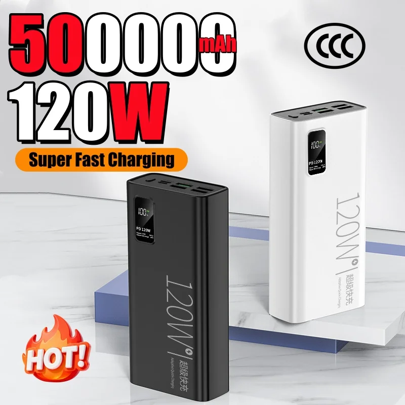 

500000 мАч 120 Вт Power Bank Портативный сверхбыстрый зарядный аккумулятор большой емкости с цифровым дисплеем для iPhone Samsung Huawei