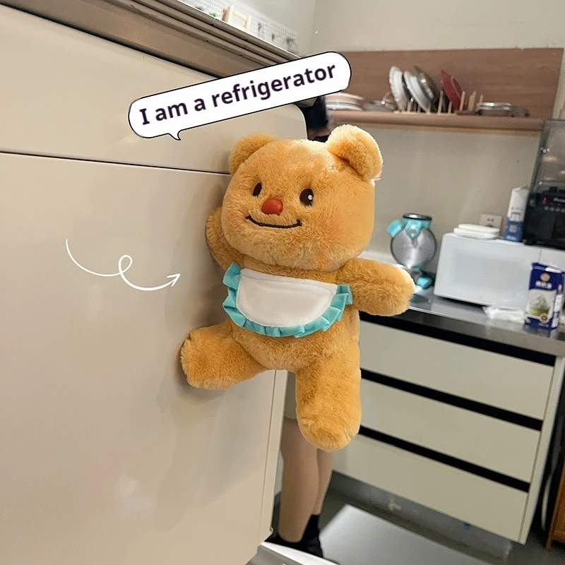 New Butter Bear Plush Toy 3d Refrigerator Magnet Sticker Grabber Doll Cartoon Decoration Gifts Home Furnishings