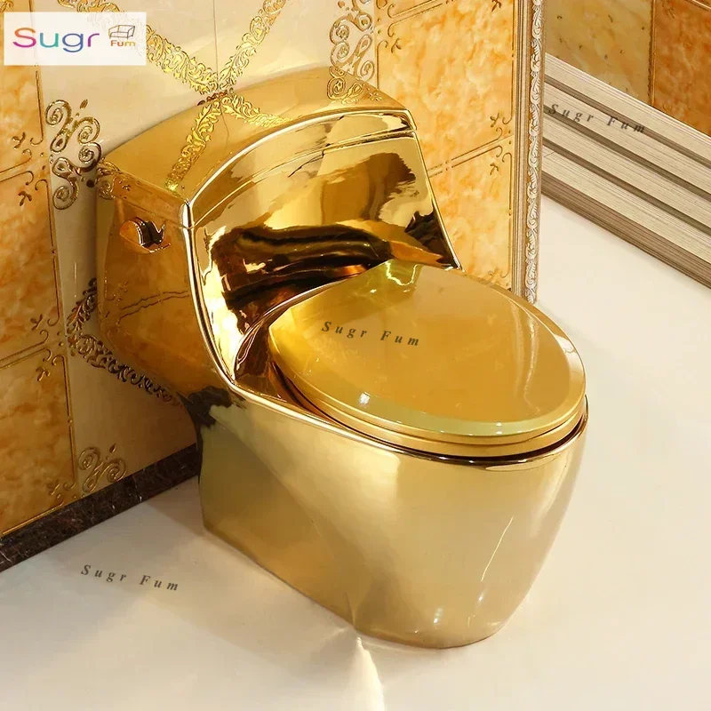 

Household European-style side-press toilet, golden toilet, super swirl siphon, water-saving and deodorant, color toilet