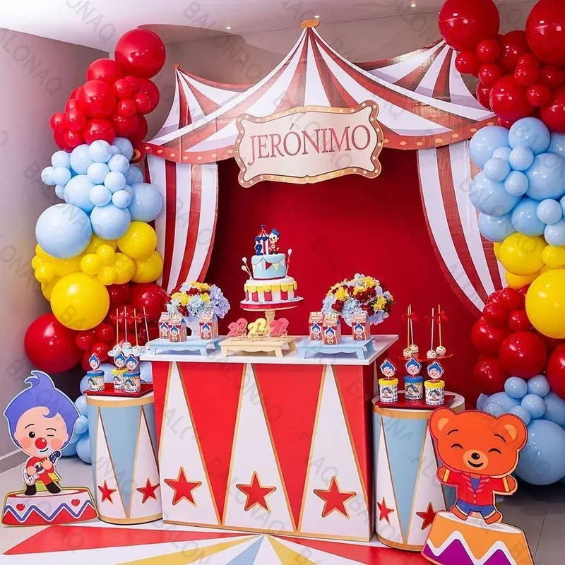 

98Pcs Clown Balloons Carnival Circus Theme Number Decorations Happy Birthday Party Decoration Red Blue Latex Balloon