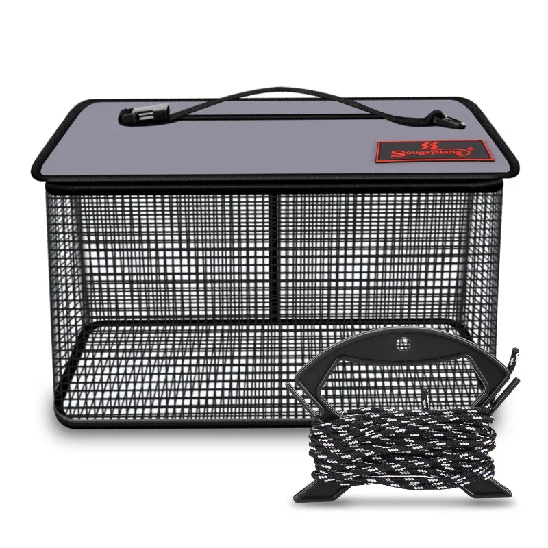 

yilang Foldable Fishing Cage Net Fish Carp Bait Cage Shrimp Basket Fish Crayfish Lobsters Catcher Tank Trap Mesh Network