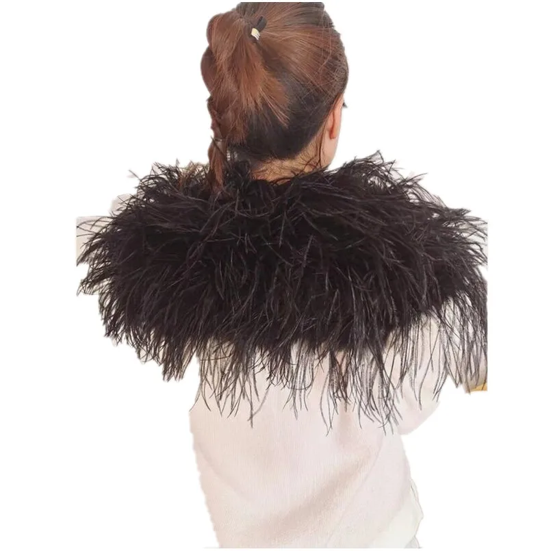 Fluffy Real Ostrich Feather Bridal White Shawls Fur Shoulder Wraps Winter Wedding Evening Party Cape