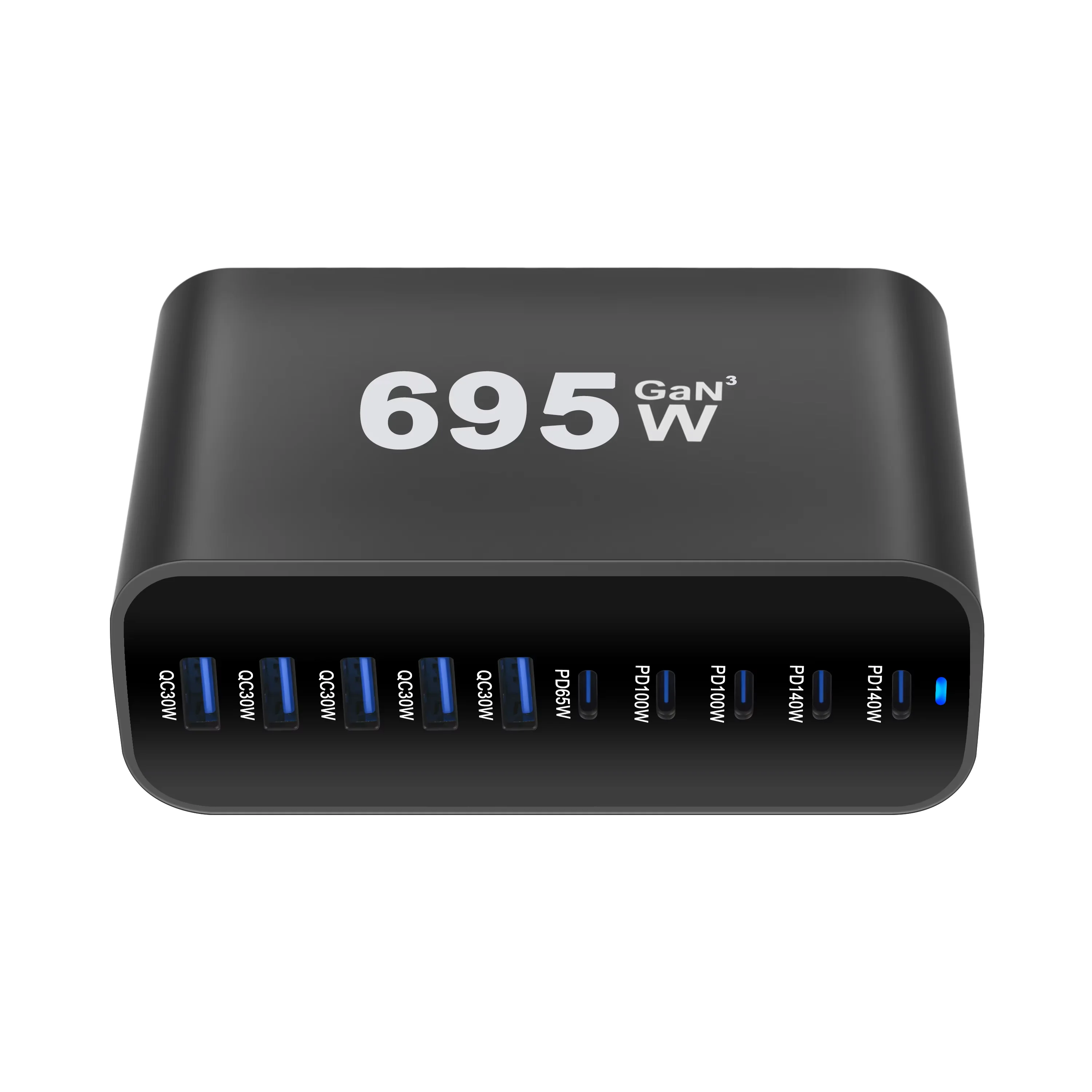 

Новейшее настольное зарядное устройство GaN мощностью 695 Вт, 10 портов (5C5A) с быстрой зарядкой PD, совместимое с телефонами, планшетами и многого другого