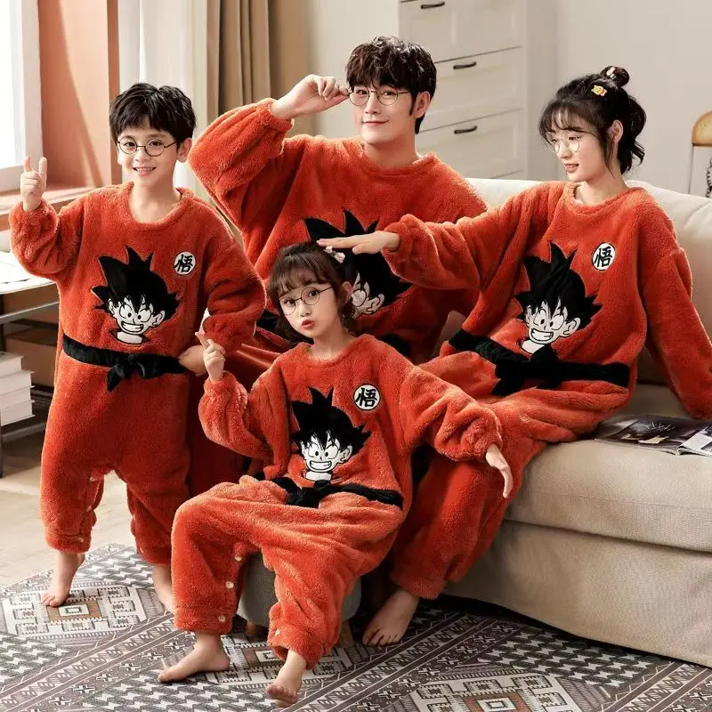 

Anime Dragon Ball Son Goku One-Piece Couple Pajamas Autumn Winter New Plus Size Coral Velvet Homewear Pajamas Gift for Friends