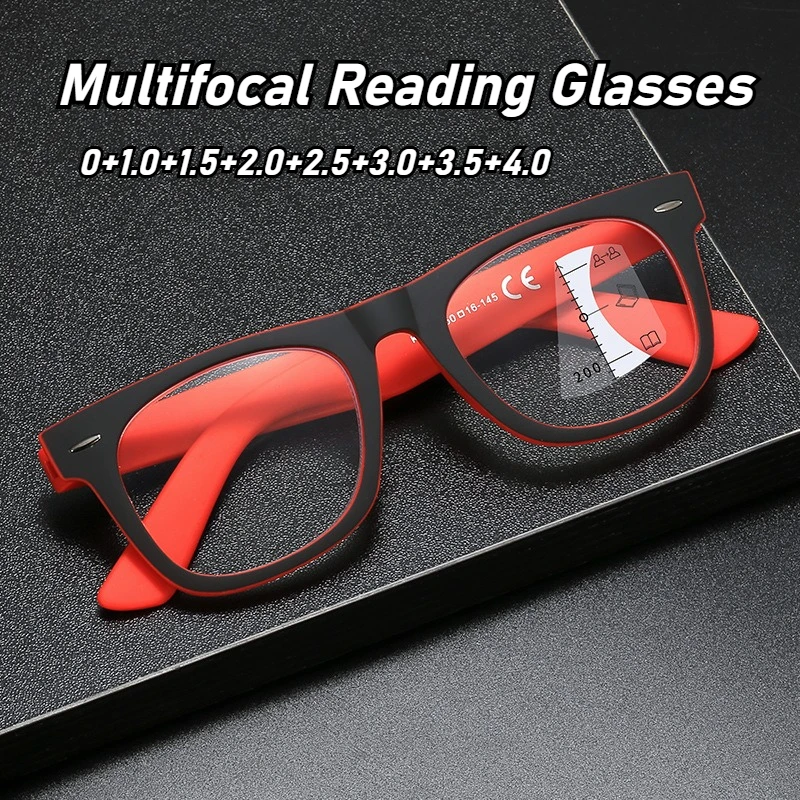 

Men Women Progressive Multifocal Reading Glasses Unisex Near Far Anti-blue Light Diopter Prescription Eyewear with 0 To +4.0