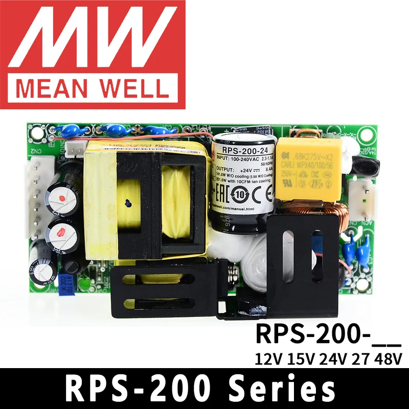 

Mean Well RPS-200 Series PCB type Medical Power Supply Meanwell RPS-200-12/15/24/27/48 Low leakage current/Compact size