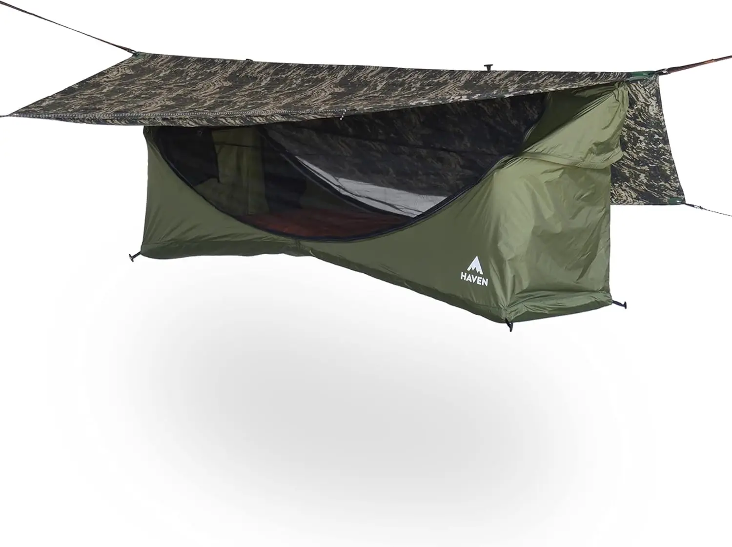 Haven Tents Lay Flat Hammock Tent - Waterproof Tent & Camping Hammock with Mosquito Net - Includes Insulated Pad and Rainfly - H