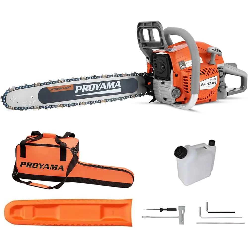 

62CC Gas Powered Chainsaw, 20 Inch 2-Cycle Petrol Handheld Cordless Chain Saw, Gas Chainsaws for Tree Wood Cutting