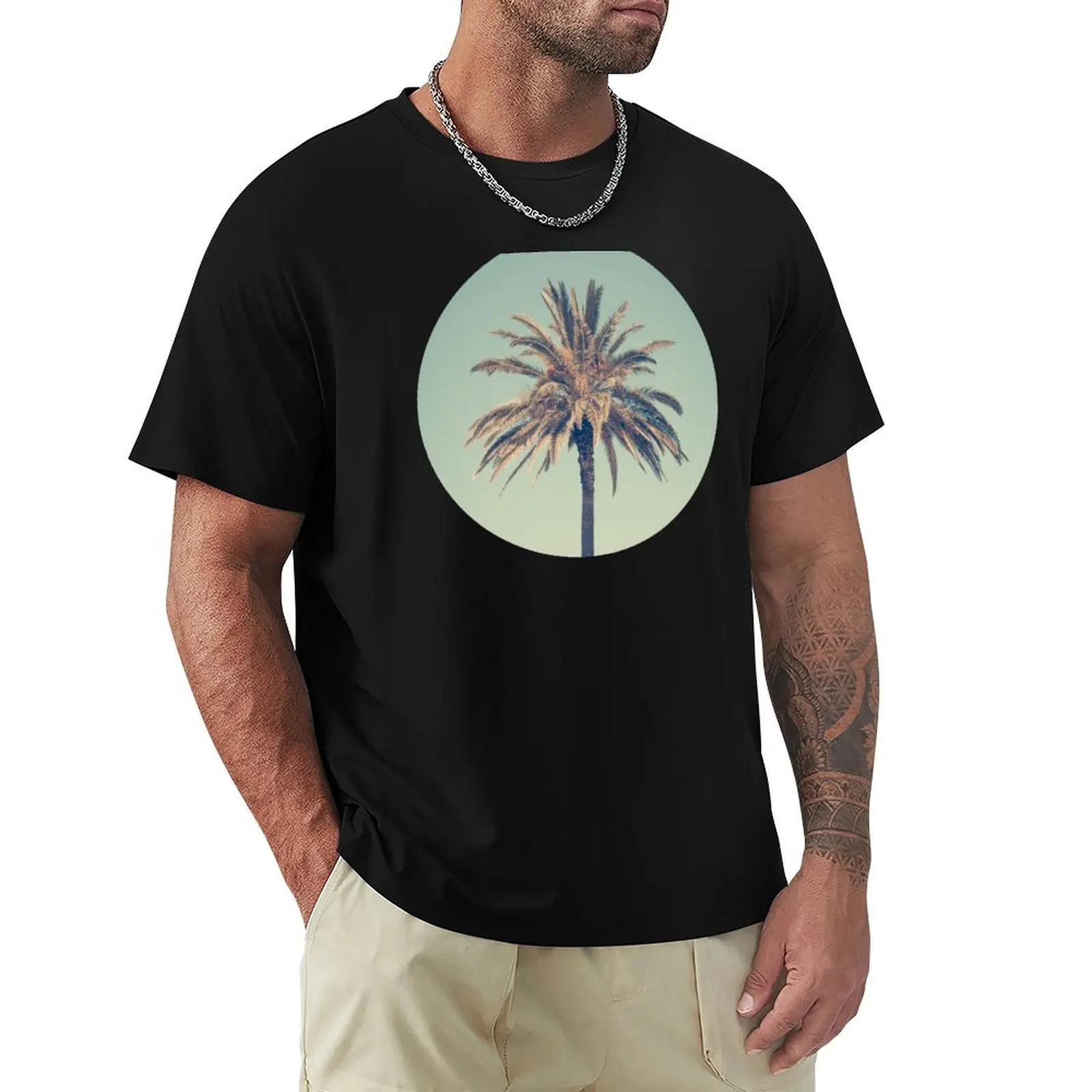 

Retro palm tree T-Shirt Large Size Loose Casual Tee