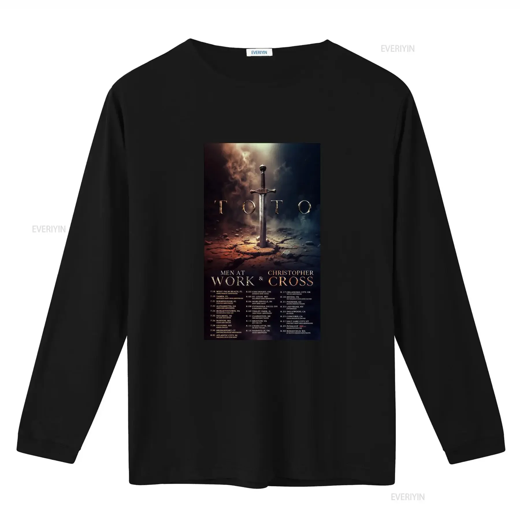 TOTO Band Summer 2025 US Tour T Shirt Featuring MEN AT WORK CHRISTOPHER CROSS Designs vintage Washed Casual Soft homme Stylish