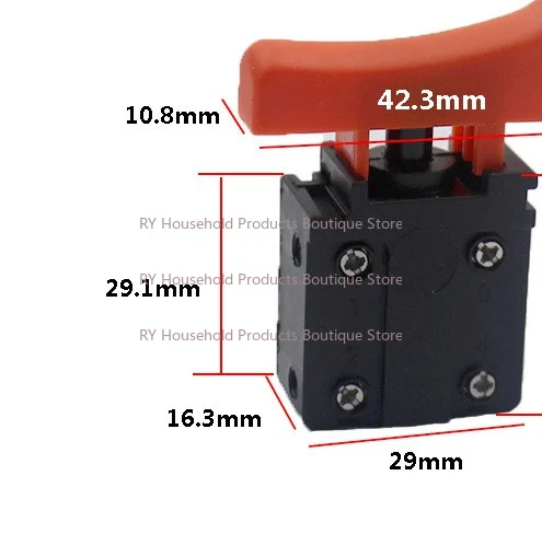 FA3-10/2D AC 250V 10A DPST NO Momentary Electric Power Tool Trigger Switch Black Orange