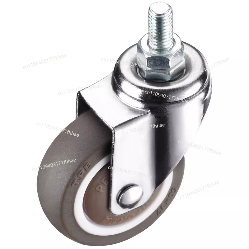 Screw Caster M6 8 10M12 Screw Universal  Silent Rubber Wheel with Brake Shelf Dog Cage Pulley