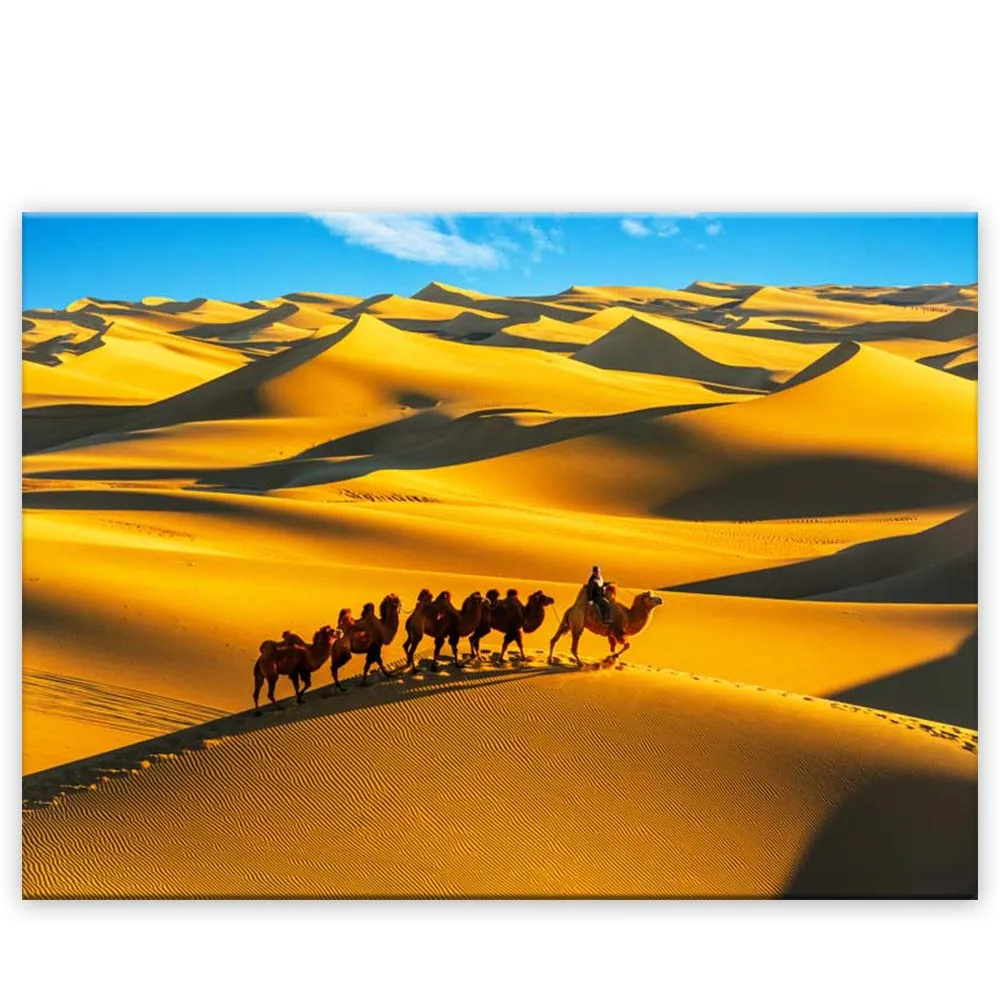 Home Goods Handpainted Hotel Decoration Desert Landscape Camel Oil Painting