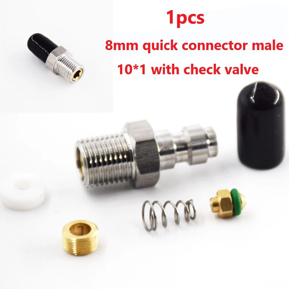 8mm Außengewinde Schnellverbindungsventil mit Ventil M10*1 1/8NPT 1/8BSPP mit Rückschlagventil Luftschlauchanschluss – Detail 3