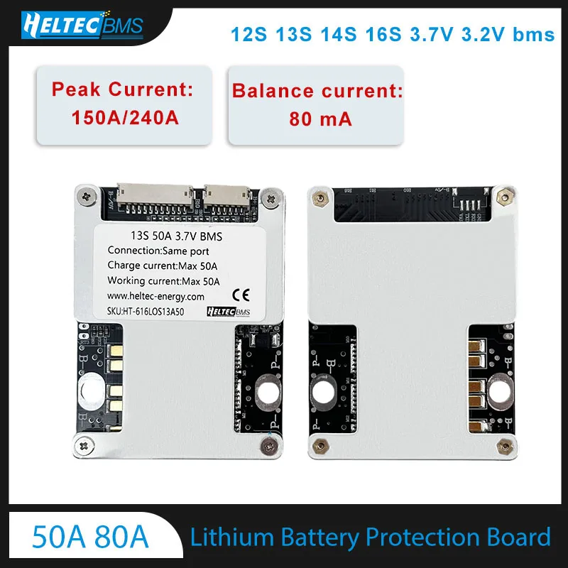 

12S 13S Li-ion 14S 16S Lifepo4 36V Защитная плата литиевой батареи 48V 60V 50A 80A Баланс двигателя BMS Накопичение энергии