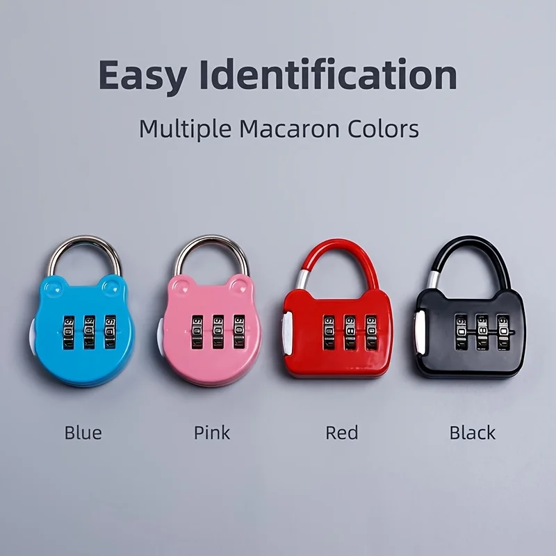 3Pcs Portable 3 Digit Combination Padlocks Macaron Alloy Security Locks For Luggage Locker Storage Box Random Color