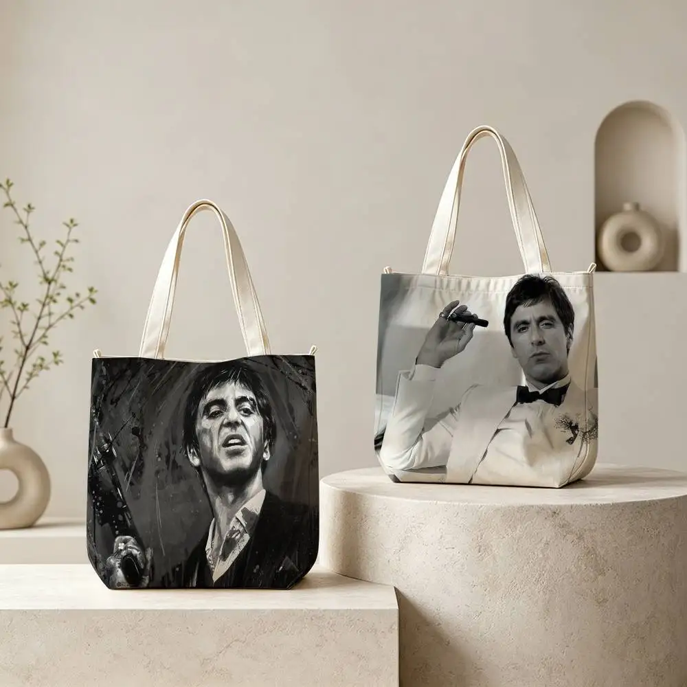 Al Pacino Tote Bag for Women Reusable Shopping Tote Bag Zippered Shoulder Bags Print