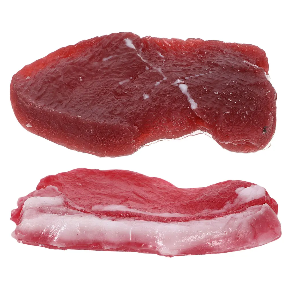 2pcs Simulation Pork Beef Fake Food Kitchen Props Realistic Meat Models for Photography Decor Home Use Safe Toys
