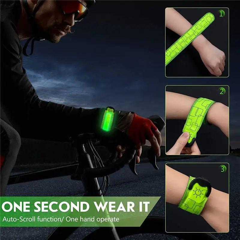 A89E-2 Pack USB Rechargeable Reflective Armbands,High Visibility Light Up Band For Runners,Bikers,Walkers,Pet Owners