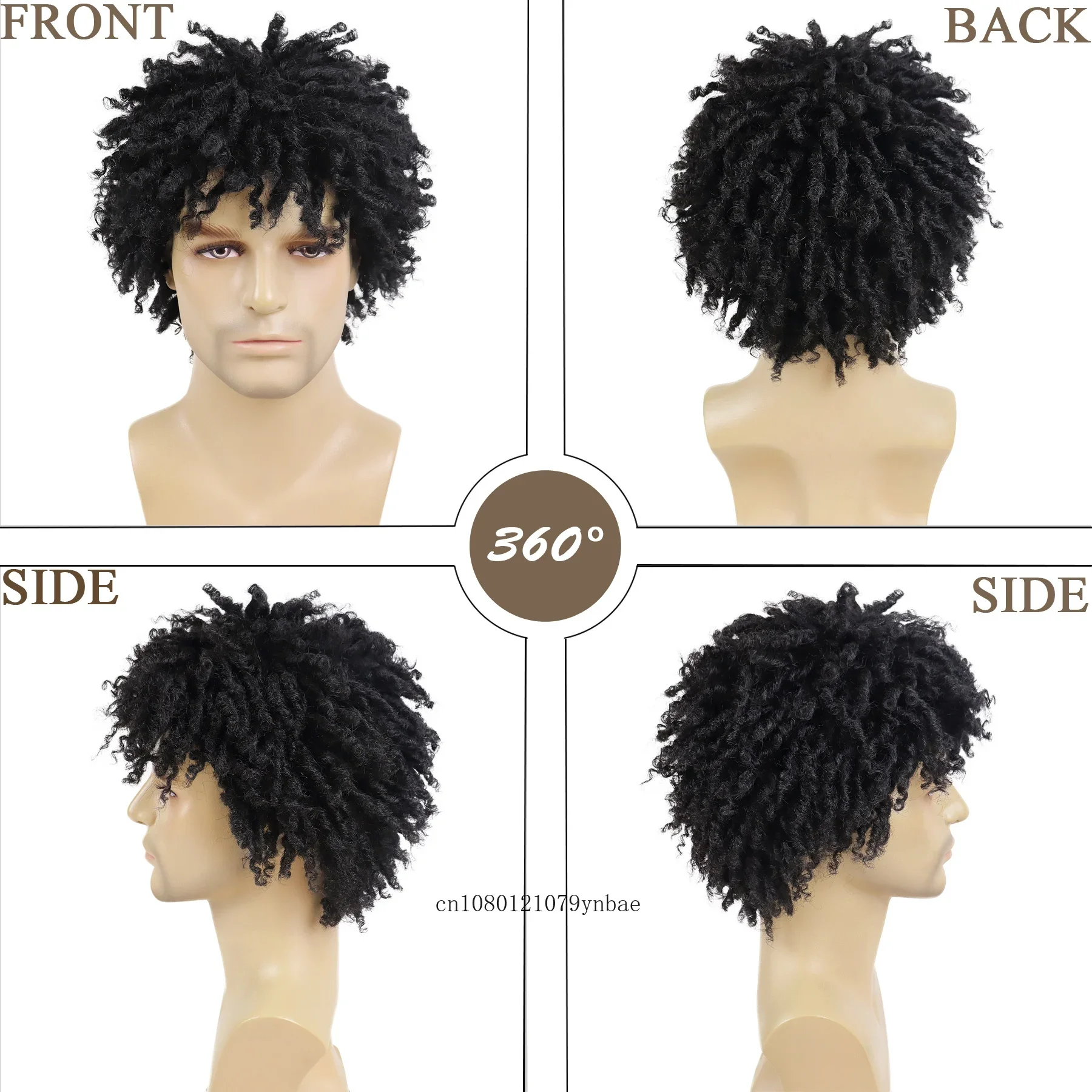 Synthetic Dreadlock Wig for Men Male Braided Black Wigs Locs Crochet Twist Hair Afro Curly Wig Hip Hop Rock Daily Costume Party