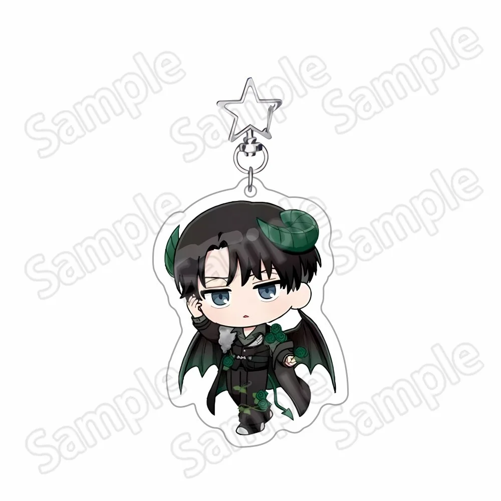 Anime Attack on Titan Devil Horn Q Version 6‑10cm Acrylic Stand Keychain Levi Eren Mikasa Erwin Desktop Ornament Collectible Fan