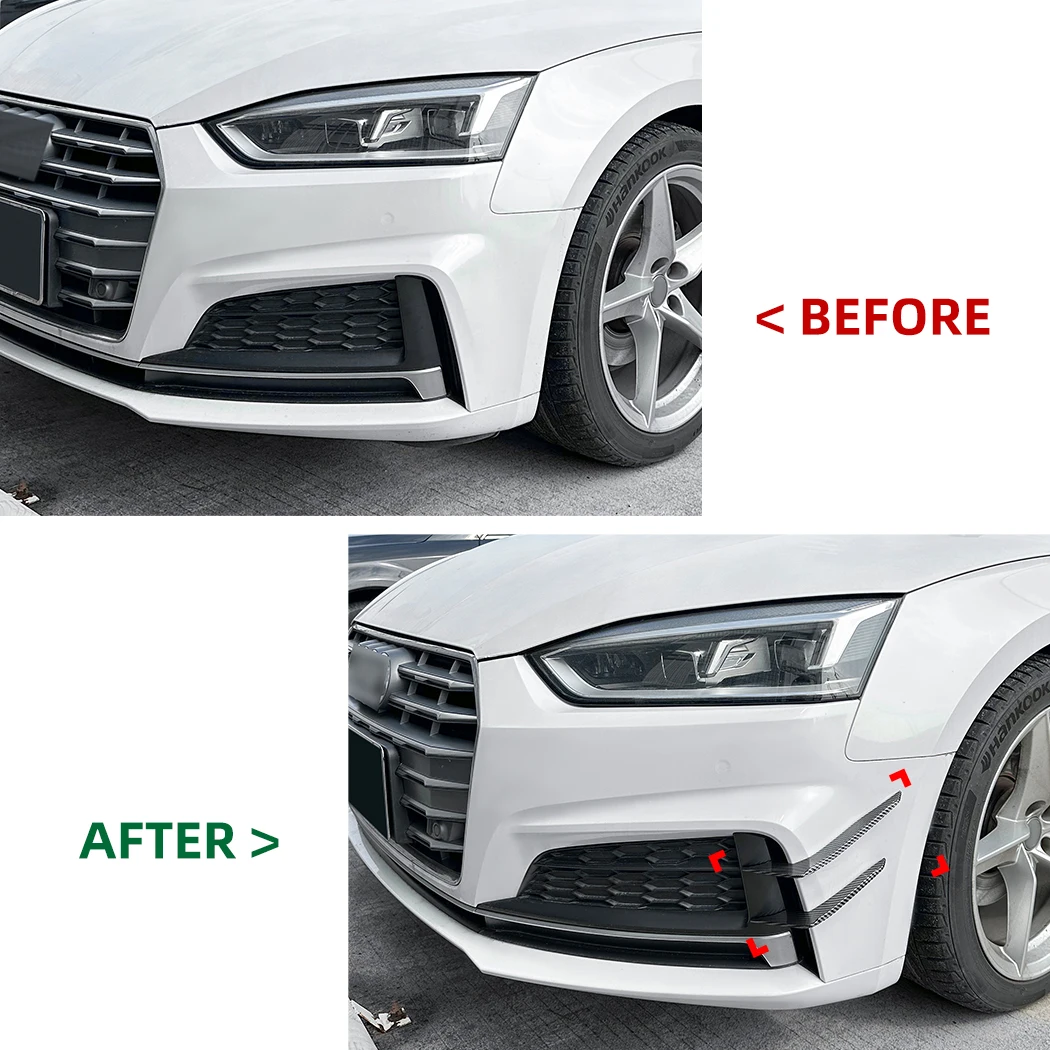 For Audi A5 S5 F5 Sline 2017-2020 Pre Car Front Bumper Lip Angle Protector w/ Side Splitter Spoiler ABS Exterior Modification